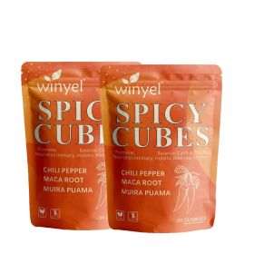 Spicy Cubes, Intimacy Gummies with Chili Pepper, Muira Puama, Maca Root, Epimedium, Helps Promote Hormone Balance, Calmness and Intimacy Wellness (QTY: 2 PCS)